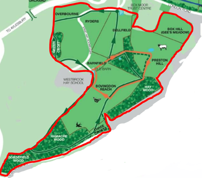 Map of area Commercial/Professional Dog Walkers are Excluded From at Westbrook Hay