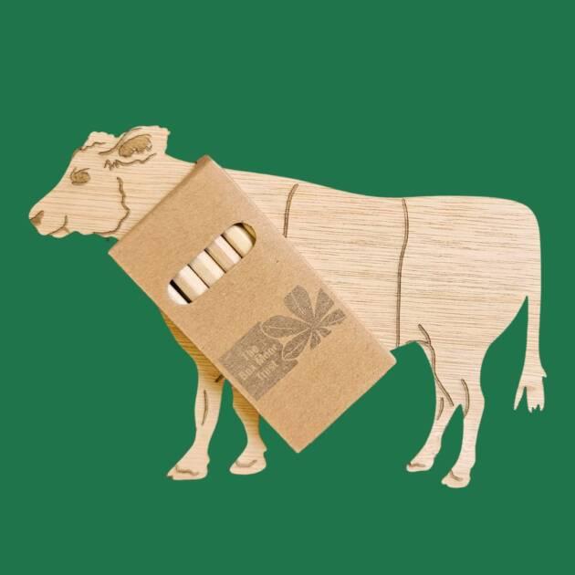 Belted Galloway Wooden Cow with Pencil Set